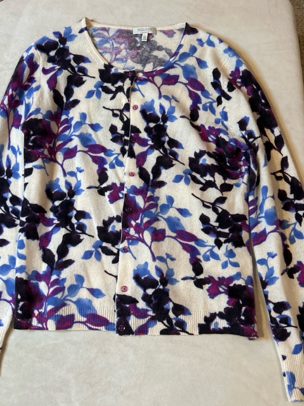 Cashmere Women's floral button-up cardigan